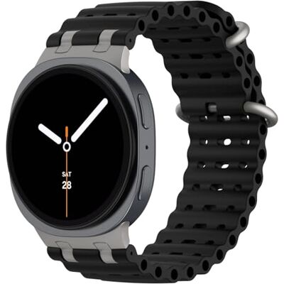 MoKo Bracelet Océan Amélioré Compatible avec Samsung Galaxy Watch 8 40mm 44mm/8 Classic 46mm, Bracelet Sport en Silicone Respirant avec Connecteur Métallique pour Homme Femme, Titane/Noir - Publicité MoKo Bracelet Océan Amélioré Compatible avec Samsung Galaxy Watch 8 40mm 44mm/8 Classic 46mm, Bracelet Sport en Silicone Respirant avec Connecteur Métallique pour Homme Femme, Titane/Noir - Publicité