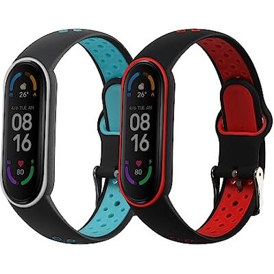 kwmobile Bracelet compatible avec Xiaomi Mi Smart Band 6 / Mi Band 6 / Band 5 bracelet 2x bracelet de rechange en silicone pour fitness tracker - Publicité kwmobile Bracelet compatible avec Xiaomi Mi Smart Band 6 / Mi Band 6 / Band 5 bracelet 2x bracelet de rechange en silicone pour fitness tracker - Publicité