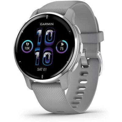 Garmin Venu 2 Plus Montre connectée GPS Multisports avec appels Via Bluetooth & Suivi santé Silver avec Bracelet Silicone Gris Boîtier 43 mm - Publicité Garmin Venu 2 Plus Montre connectée GPS Multisports avec appels Via Bluetooth & Suivi santé Silver avec Bracelet Silicone Gris Boîtier 43 mm - Publicité