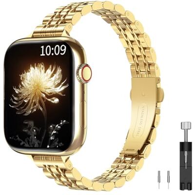 TiMOVO Métal Bracelet Compatible avec Apple Watch Series 11 46 mm, Or - Publicité TiMOVO Métal Bracelet Compatible avec Apple Watch Series 11 46 mm, Or - Publicité