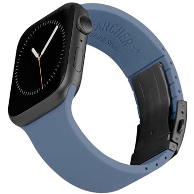 Archer Watch Straps Bracelets en Silicone Ajustables Sur Mesure pour Apple Watch (Bleu Acier, Fermoir Gris, 40/41/42mm) - Publicité Archer Watch Straps Bracelets en Silicone Ajustables Sur Mesure pour Apple Watch (Bleu Acier, Fermoir Gris, 40/41/42mm) - Publicité