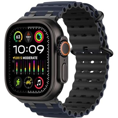 MoKo Bracelet Océan Compatible avec Apple Watch 42/44/45/46/49mm Pour iWatch Ultra 3/2/1,S11/10/9/8/7/6/5/4,SE3/2/1, Bracelet Sport en Silicone, Connecteur en Métal, Noir/Bleu Marine&Noir - Publicité MoKo Bracelet Océan Compatible avec Apple Watch 42/44/45/46/49mm Pour iWatch Ultra 3/2/1,S11/10/9/8/7/6/5/4,SE3/2/1, Bracelet Sport en Silicone, Connecteur en Métal, Noir/Bleu Marine&Noir - Publicité