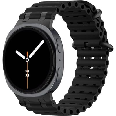 MoKo Bracelet Océan Amélioré Compatible avec Samsung Galaxy Watch 8 40mm 44mm/8 Classic 46mm, Bracelet Sport en Silicone Respirant avec Connecteur Métallique pour Homme Femme, Noir/Noir - Publicité MoKo Bracelet Océan Amélioré Compatible avec Samsung Galaxy Watch 8 40mm 44mm/8 Classic 46mm, Bracelet Sport en Silicone Respirant avec Connecteur Métallique pour Homme Femme, Noir/Noir - Publicité