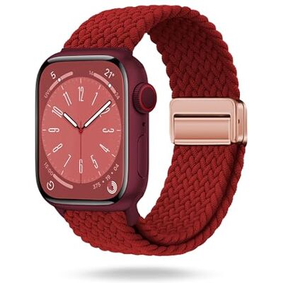 ONEFLOW Bracelet de sport Kompatibel avec Apple Watch 9 (45mm) en nylon tressé, bracelet élastique, bracelets iWatch pour femmes et hommes, bande en nylon sport magnétique, rouge - Publicité ONEFLOW Bracelet de sport Kompatibel avec Apple Watch 9 (45mm) en nylon tressé, bracelet élastique, bracelets iWatch pour femmes et hommes, bande en nylon sport magnétique, rouge - Publicité