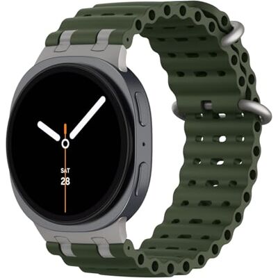 MoKo Bracelet Océan Amélioré Compatible avec Samsung Galaxy Watch 8 40mm 44mm/8 Classic 46mm, Bracelet Sport en Silicone Respirant avec Connecteur Métallique pour Homme Femme, Titane/Vert Militaire - Publicité MoKo Bracelet Océan Amélioré Compatible avec Samsung Galaxy Watch 8 40mm 44mm/8 Classic 46mm, Bracelet Sport en Silicone Respirant avec Connecteur Métallique pour Homme Femme, Titane/Vert Militaire - Publicité