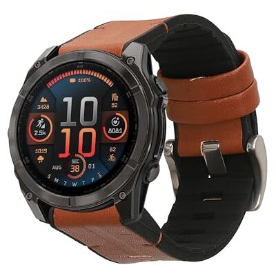 kwmobile Bracelet compatible avec Garmin 22mm Fenix 8 47mm / Tactix 8 47mm / Instinct 45mm / Epix bracelet Bracelet de rechange en cuir véritable et silicone marron-noir - Publicité kwmobile Bracelet compatible avec Garmin 22mm Fenix 8 47mm / Tactix 8 47mm / Instinct 45mm / Epix bracelet Bracelet de rechange en cuir véritable et silicone marron-noir - Publicité