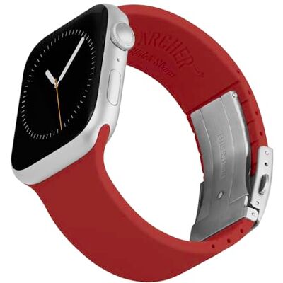 Archer Watch Straps Bracelets en Silicone Ajustables Sur Mesure pour Apple Watch (Rouge Vénitien, Fermoir Argent, 40/41/42mm) - Publicité Archer Watch Straps Bracelets en Silicone Ajustables Sur Mesure pour Apple Watch (Rouge Vénitien, Fermoir Argent, 40/41/42mm) - Publicité