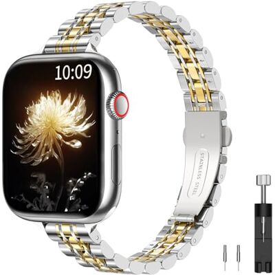 TiMOVO Métal Bracelet Compatible avec Apple Watch Series 11 42mm, Argent/Or - Publicité TiMOVO Métal Bracelet Compatible avec Apple Watch Series 11 42mm, Argent/Or - Publicité