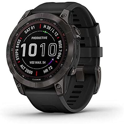 Garmin Fenix 7 Sapphire Solar avec bracelet en silicone DLC-Titanium Noir/Noir (Remis à neuf) - Publicité Garmin Fenix 7 Sapphire Solar avec bracelet en silicone DLC-Titanium Noir/Noir (Remis à neuf) - Publicité