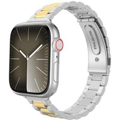 MoKo Bracelet de rechange, fin, en acier inoxydable, compatible avec Apple Watch Ultra/Ultra2 49 mm, Series 10/9/8/7/6/5/4/3/2/1/SE 42/44/45/46 mm - Publicité MoKo Bracelet de rechange, fin, en acier inoxydable, compatible avec Apple Watch Ultra/Ultra2 49 mm, Series 10/9/8/7/6/5/4/3/2/1/SE 42/44/45/46 mm - Publicité