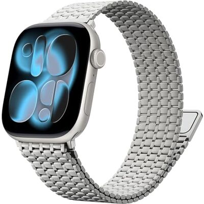 MoKo Bracelet en Métal pour Apple Watch 49/46/45/44/42mm, Bracelet Élégant en Acier Inoxydable Ajustable Magnétique pour Apple Watch Ultra 3/2/1, iWatch SE 3/2/1, Series 11/10/9/8/7/6/5/4/3/2/1,Titane - Publicité MoKo Bracelet en Métal pour Apple Watch 49/46/45/44/42mm, Bracelet Élégant en Acier Inoxydable Ajustable Magnétique pour Apple Watch Ultra 3/2/1, iWatch SE 3/2/1, Series 11/10/9/8/7/6/5/4/3/2/1,Titane - Publicité