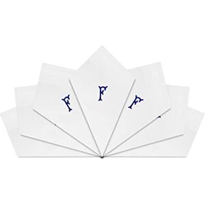Warwick & Vance Lot de 7 mouchoirs blancs en satin avec initiales brodées bleues, F, 40cm x 40cm - Publicité Warwick & Vance Lot de 7 mouchoirs blancs en satin avec initiales brodées bleues, F, 40cm x 40cm - Publicité