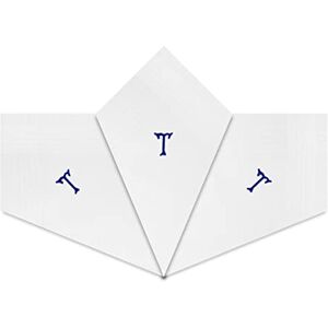 Warwick & Vance Lot de 3 mouchoirs blancs en satin avec initiales brodées bleues, t, 40cm x 40cm - Publicité Warwick & Vance Lot de 3 mouchoirs blancs en satin avec initiales brodées bleues, t, 40cm x 40cm - Publicité