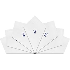 Warwick & Vance Lot de 7 mouchoirs blancs en satin avec initiales brodées bleues, w, 40cm x 40cm - Publicité Warwick & Vance Lot de 7 mouchoirs blancs en satin avec initiales brodées bleues, w, 40cm x 40cm - Publicité