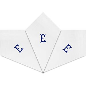 Warwick & Vance Lot de 3 mouchoirs blancs en satin avec initiales brodées bleues, E, 40cm x 40cm - Publicité Warwick & Vance Lot de 3 mouchoirs blancs en satin avec initiales brodées bleues, E, 40cm x 40cm - Publicité