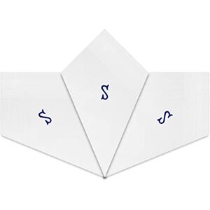 Warwick & Vance Lot de 3 mouchoirs en satin blanc avec initiales bleues brodées, s - Publicité Warwick & Vance Lot de 3 mouchoirs en satin blanc avec initiales bleues brodées, s - Publicité