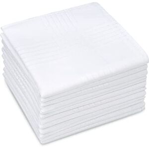 LULUSILK Mouchoirs blancs pour homme et femme en tissu 100% Coton, Blanc, 40x40cm/12 unités - Publicité LULUSILK Mouchoirs blancs pour homme et femme en tissu 100% Coton, Blanc, 40x40cm/12 unités - Publicité