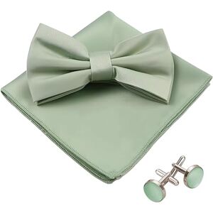 LAIVIYA Ensemble de boutons de manchette et nœud papillon en soie pour homme Avec mouchoir de poche et boutons de manchette Vert - Publicité LAIVIYA Ensemble de boutons de manchette et nœud papillon en soie pour homme Avec mouchoir de poche et boutons de manchette Vert - Publicité