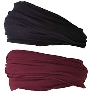 CHARM Homme Élastique Bandana Bandeau Japonais Femme Cheveux Longs Tête Dreads Enrouler Noir Bordeaux 2pk - Publicité CHARM Homme Élastique Bandana Bandeau Japonais Femme Cheveux Longs Tête Dreads Enrouler Noir Bordeaux 2pk - Publicité