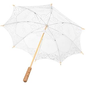 TOPINCN Parasol de mariée Fait à la Main en Coton Dentelle avec poignée en Bois pour décoration de fête de Mariage dansante Photographie Accessoire Blanc L - Publicité TOPINCN Parasol de mariée Fait à la Main en Coton Dentelle avec poignée en Bois pour décoration de fête de Mariage dansante Photographie Accessoire Blanc L - Publicité