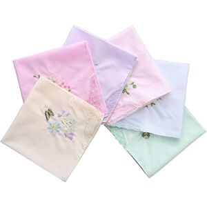 NYGGTYK 6 Mouchoirs pour Femme Rétro en Coton Doux avec Broderies de Dentelle (Blanc/Rose/Jaune/Bleu/Violet/Vert), Taille Unique - Publicité NYGGTYK 6 Mouchoirs pour Femme Rétro en Coton Doux avec Broderies de Dentelle (Blanc/Rose/Jaune/Bleu/Violet/Vert), Taille Unique - Publicité