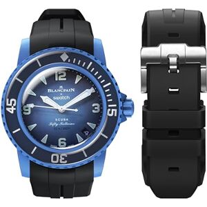 BONACE Bracelet de Rechange Blancpain Swatch Incurvé en Caoutchouc Souple Étanche pour Fifty Fathoms Dégagement Rapide 22 mm (Noir) - Publicité BONACE Bracelet de Rechange Blancpain Swatch Incurvé en Caoutchouc Souple Étanche pour Fifty Fathoms Dégagement Rapide 22 mm (Noir) - Publicité
