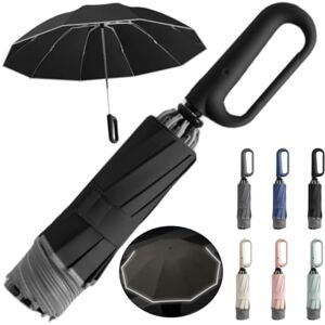 OSMARI Parapluie professionnel à boucle avec bande de sécurité réfléchissante, robuste et coupe-vent en alliage d'aluminium, parapluie pliable portable de voyage, Noir - Publicité OSMARI Parapluie professionnel à boucle avec bande de sécurité réfléchissante, robuste et coupe-vent en alliage d'aluminium, parapluie pliable portable de voyage, Noir - Publicité