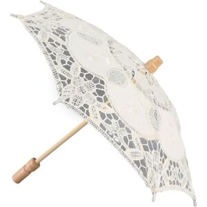 TOPINCN Parapluie de mariée fait à la main en dentelle de coton avec poignée en bois pour décoration de fête de mariage, accessoire de photographie (S-Beige) - Publicité TOPINCN Parapluie de mariée fait à la main en dentelle de coton avec poignée en bois pour décoration de fête de mariage, accessoire de photographie (S-Beige) - Publicité
