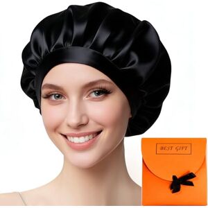 Bodiiwuliu Noir Bonnet en Soie pour Femme Respirant Réutilisable, Bonnet Soie Cheveux Nuit Reglable, Ajustable Élastique Antidérapant, Convient à la Plupart des Types de Cheveux - Publicité Bodiiwuliu Noir Bonnet en Soie pour Femme Respirant Réutilisable, Bonnet Soie Cheveux Nuit Reglable, Ajustable Élastique Antidérapant, Convient à la Plupart des Types de Cheveux - Publicité