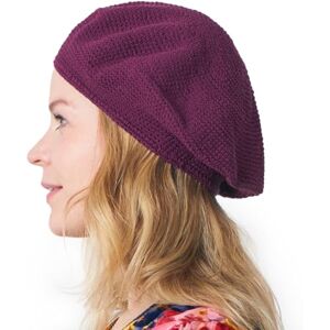 CHARM Chapeau Tam en Tricot pour Femmes et Casquette Beret Homme, Bonnet en Crochet 100% Coton, Béret Français Fait À La Main pour l'Été et l'hiver Rouge Bourgogne - Publicité CHARM Chapeau Tam en Tricot pour Femmes et Casquette Beret Homme, Bonnet en Crochet 100% Coton, Béret Français Fait À La Main pour l'Été et l'hiver Rouge Bourgogne - Publicité