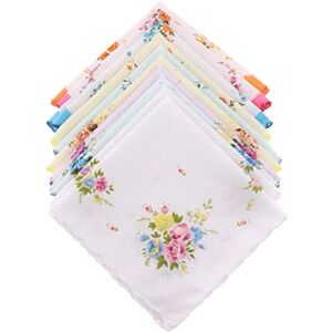 SMELEYOU Mandkerchiefs pour dames, mouchoirs femmes mouchoirs en coton dames 10pcs femmes vintage à imprimé floral mouchoir coton - Publicité SMELEYOU Mandkerchiefs pour dames, mouchoirs femmes mouchoirs en coton dames 10pcs femmes vintage à imprimé floral mouchoir coton - Publicité