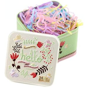 erioctry 1 Boîte (700pcs) jetable Cheveux Queue de cheval Supports Elastiques élastique Cheveux Cravate élastiques en caoutchouc avec jolie boîte d'étain pour bébé enfants filles - Publicité erioctry 1 Boîte (700pcs) jetable Cheveux Queue de cheval Supports Elastiques élastique Cheveux Cravate élastiques en caoutchouc avec jolie boîte d'étain pour bébé enfants filles - Publicité