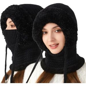 ThiCc Cagoule d'hiver 3 en 1 pour femme Bonnet tricoté thermique avec couvre-visage et cache-cou, coupe-vent pour temps froid, bonnet de ski doublé de polaire, ensemble foulard à capuche pour activités de - Publicité ThiCc Cagoule d'hiver 3 en 1 pour femme Bonnet tricoté thermique avec couvre-visage et cache-cou, coupe-vent pour temps froid, bonnet de ski doublé de polaire, ensemble foulard à capuche pour activités de - Publicité
