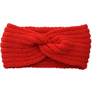 Serre-tête doux en métal avec oreilles en tricot pour femme Bandeau extensible et chaud Rouge Taille unique - Publicité