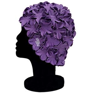 Blue Reef Isla Floral Bonnet de bain classique rétro 3D Pétale de fleur foncé uni uni uni élégant chapeau de bain vintage taille unique adulte (violet) - Publicité Blue Reef Isla Floral Bonnet de bain classique rétro 3D Pétale de fleur foncé uni uni uni élégant chapeau de bain vintage taille unique adulte (violet) - Publicité