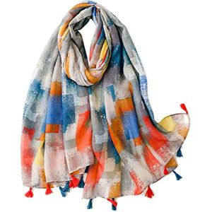 LumiSyne Voile Écharpe Femme Imprimé Floral Plante Motif Géométrique Avec Gland Bicolore Châle Transparent Léger Étole Longue Douce Foulard - Publicité LumiSyne Voile Écharpe Femme Imprimé Floral Plante Motif Géométrique Avec Gland Bicolore Châle Transparent Léger Étole Longue Douce Foulard - Publicité