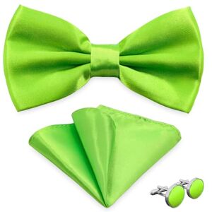 AUSUAYA Nœud papillon pour homme avec pochette et boutons de manchette, nœud papillon garçon avec pochette pour activités commerciales M-B-1T, Vert pomme, taille unique - Publicité AUSUAYA Nœud papillon pour homme avec pochette et boutons de manchette, nœud papillon garçon avec pochette pour activités commerciales M-B-1T, Vert pomme, taille unique - Publicité