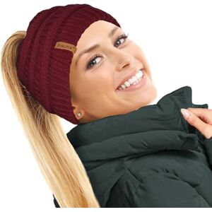 TOSKATOK® Dames Femmes Bonnet Queue de Cheval Plaine Chignon décoiffé Hiver Beanie Chapeau Cap Serre-tête-Taille Unique-Bourgogne - Publicité TOSKATOK® Dames Femmes Bonnet Queue de Cheval Plaine Chignon décoiffé Hiver Beanie Chapeau Cap Serre-tête-Taille Unique-Bourgogne - Publicité