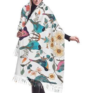 ESNAIUVCD Écharpe châle pour femme avec imprimé pin japonais et oiseaux, tendance, grande écharpe chaude en cachemire, Noir , Taille unique - Publicité ESNAIUVCD Écharpe châle pour femme avec imprimé pin japonais et oiseaux, tendance, grande écharpe chaude en cachemire, Noir , Taille unique - Publicité