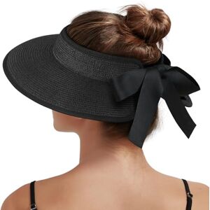 Creekstone Chapeau de soleil pour femme avec visière de paille à large bord, protection UV, pliable, chapeau de plage, queue de cheval, voyage, UPF 50+, noir, Taille unique - Publicité Creekstone Chapeau de soleil pour femme avec visière de paille à large bord, protection UV, pliable, chapeau de plage, queue de cheval, voyage, UPF 50+, noir, Taille unique - Publicité