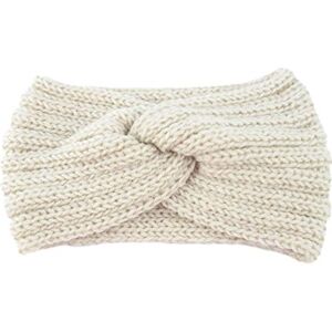 Bandeau chaud en tricot extensible doux pour femme Serre-tête d'hiver en métal (1-blanc, taille unique) - Publicité