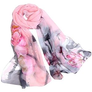 Susenstone éCharpes En Mousseline De Soie Femme A Fleurs Imprimé Echarpe Pas Cher à La Mode Longue Wrap ChâLe éCharpes Fil Fin (160x50cm, E) - Publicité