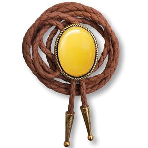 Himongoo Cravate Bolo en Pierre Précieuse Naturelle Cravate de Mariage en Cuir Marron pour Homme Femme Cravate Bolo de Style Western, Jade jaune, M - Publicité Himongoo Cravate Bolo en Pierre Précieuse Naturelle Cravate de Mariage en Cuir Marron pour Homme Femme Cravate Bolo de Style Western, Jade jaune, M - Publicité