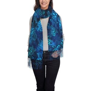 SDFHU Tortue de mer Bleu Imprimé Pompon Frange Longue Frange Hiver Chaud Châle Écharpe Accessoire Doux Femme, noir, taille unique - Publicité SDFHU Tortue de mer Bleu Imprimé Pompon Frange Longue Frange Hiver Chaud Châle Écharpe Accessoire Doux Femme, noir, taille unique - Publicité