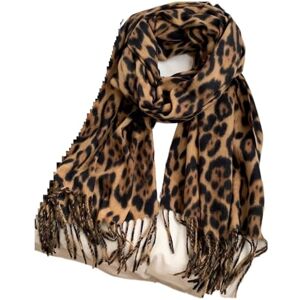 EXKURPOO Écharpe Hiver Écharpe d'hiver imitation cachemire imprimé léopard for femme, chaude et épaisse, style rétro, avec pompon, grand châle(Light brown) - Publicité EXKURPOO Écharpe Hiver Écharpe d'hiver imitation cachemire imprimé léopard for femme, chaude et épaisse, style rétro, avec pompon, grand châle(Light brown) - Publicité