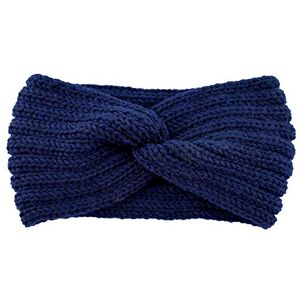 Serre-tête chaud en tricot extensible doux pour femme Serre-tête d'hiver en métal (1-bleu marine, taille unique) - Publicité