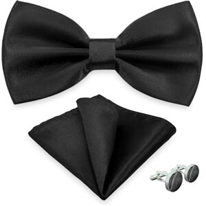 AUSUAYA Nœud papillon pour homme avec pochette et boutons de manchette, nœud papillon garçon avec pochette pour activités commerciales M-B-1T, Noir , taille unique - Publicité AUSUAYA Nœud papillon pour homme avec pochette et boutons de manchette, nœud papillon garçon avec pochette pour activités commerciales M-B-1T, Noir , taille unique - Publicité