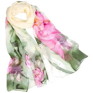 Susenstone éCharpes En Mousseline De Soie Femme A Fleurs Imprimé Echarpe Pas Cher à La Mode Longue Wrap ChâLe éCharpes Fil Fin (160x50cm, H) - Publicité