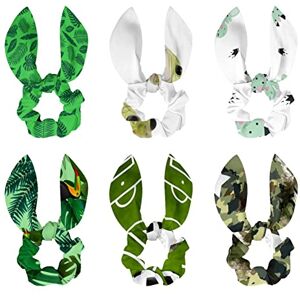 HOHODIY Lot de 6 chouchous doux pour cheveux avec nœud, oreilles de lapin, chouchou pour queue de cheval, accessoires pour cheveux pour femmes et filles, aquarelle, étoiles vert militaire - Publicité HOHODIY Lot de 6 chouchous doux pour cheveux avec nœud, oreilles de lapin, chouchou pour queue de cheval, accessoires pour cheveux pour femmes et filles, aquarelle, étoiles vert militaire - Publicité