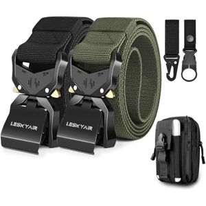 Leskyair 2 Pièces Ceinture Tactique pour Hommes, Ceinture Militaire de Travail avec Boucle à Dégagement Rapide en Métal, Cadeau avec Pochette Tactique et Crochet - Publicité Leskyair 2 Pièces Ceinture Tactique pour Hommes, Ceinture Militaire de Travail avec Boucle à Dégagement Rapide en Métal, Cadeau avec Pochette Tactique et Crochet - Publicité